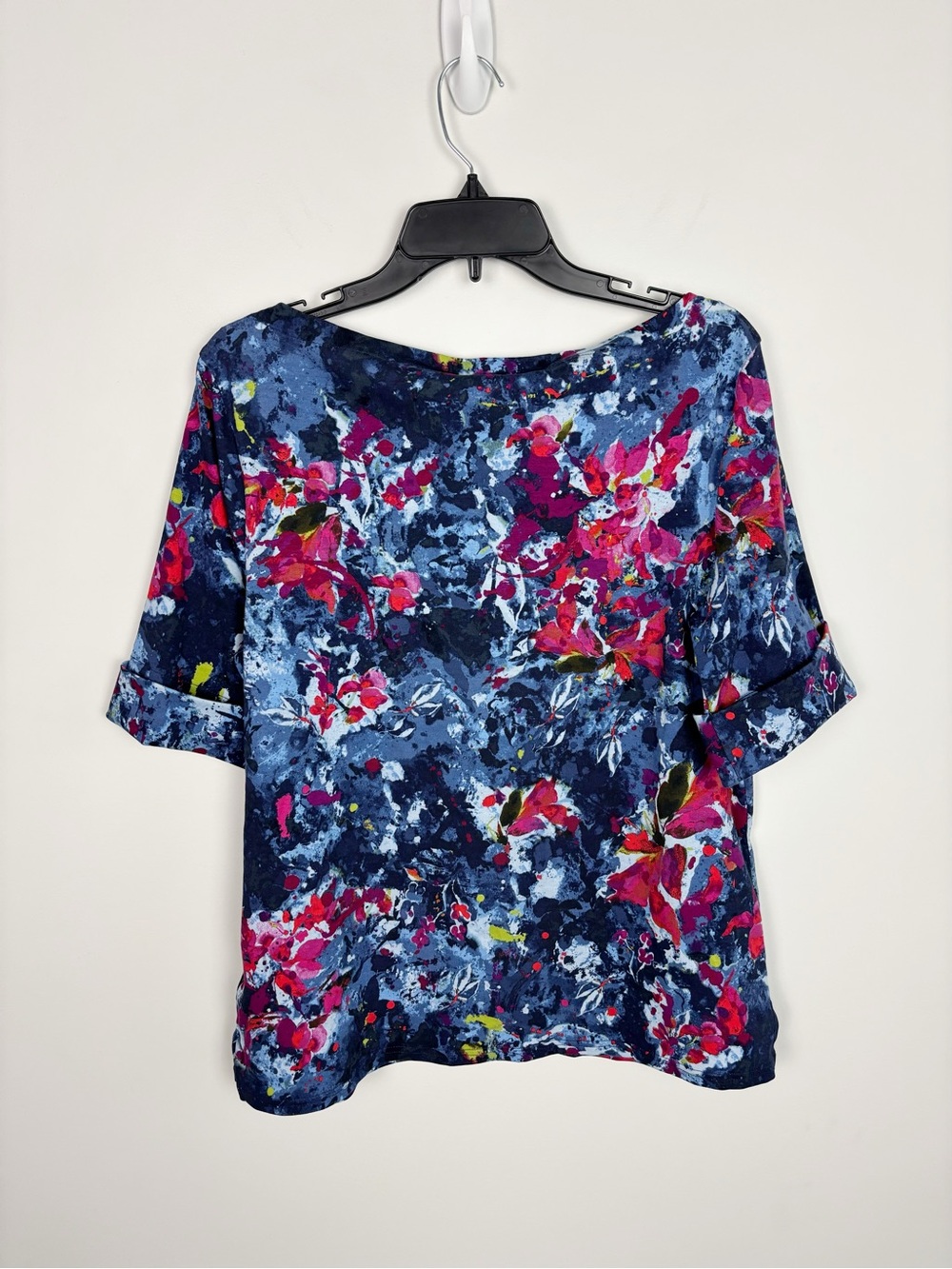 Lauren Ralph Lauren Women's Print Stretch Cotton Boatneck Tee Top Blue Multi XXL - Picture 3 of 7